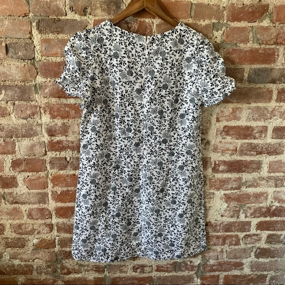 NWT LOFT Floral Ruched Short Sleeve Mini Shift Dress 14 - Picture 10 of 12
